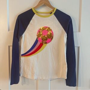 Mini Boden Soccer Ball Sequins Long Sleeves Shirt Size 13-14Y